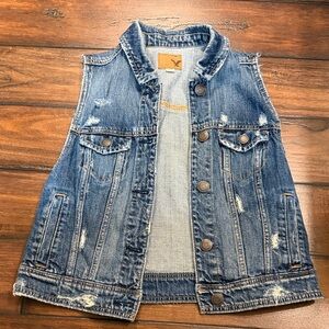 American Eagle Outfitters Blue Denim Vest